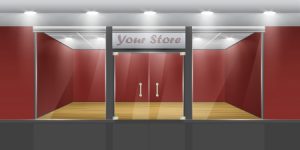 12490817 - shop with glass windows and doors, front view  part of set  vector exterior